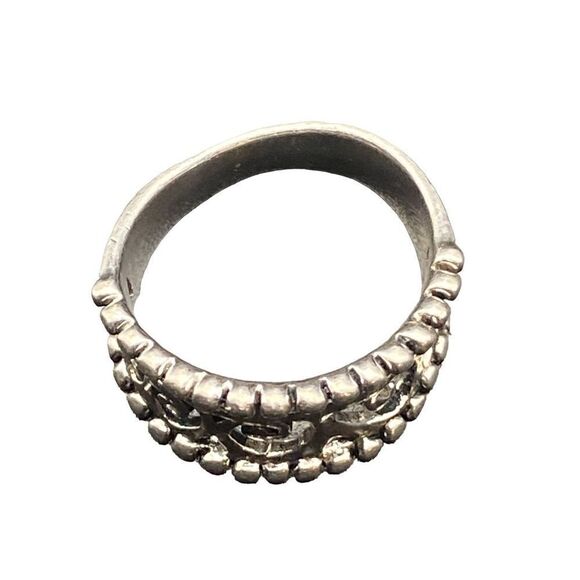 Sterling Silver 925 Open Scroll Band Ring dotted detail size 7 - Picture 4 of 8